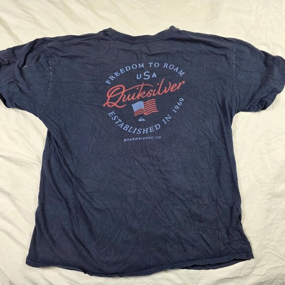 Quiksilver Freedom To Roam American Flag Mens Size 2XL Black Shirt Casual Walk - Picture 1 of 8